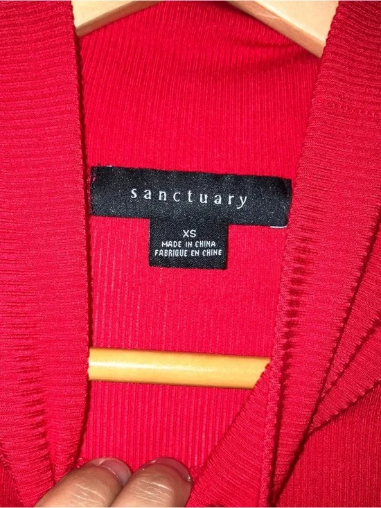 Red Long-Sleeve Ruched Bodycon Dress - Picture 3 of 3